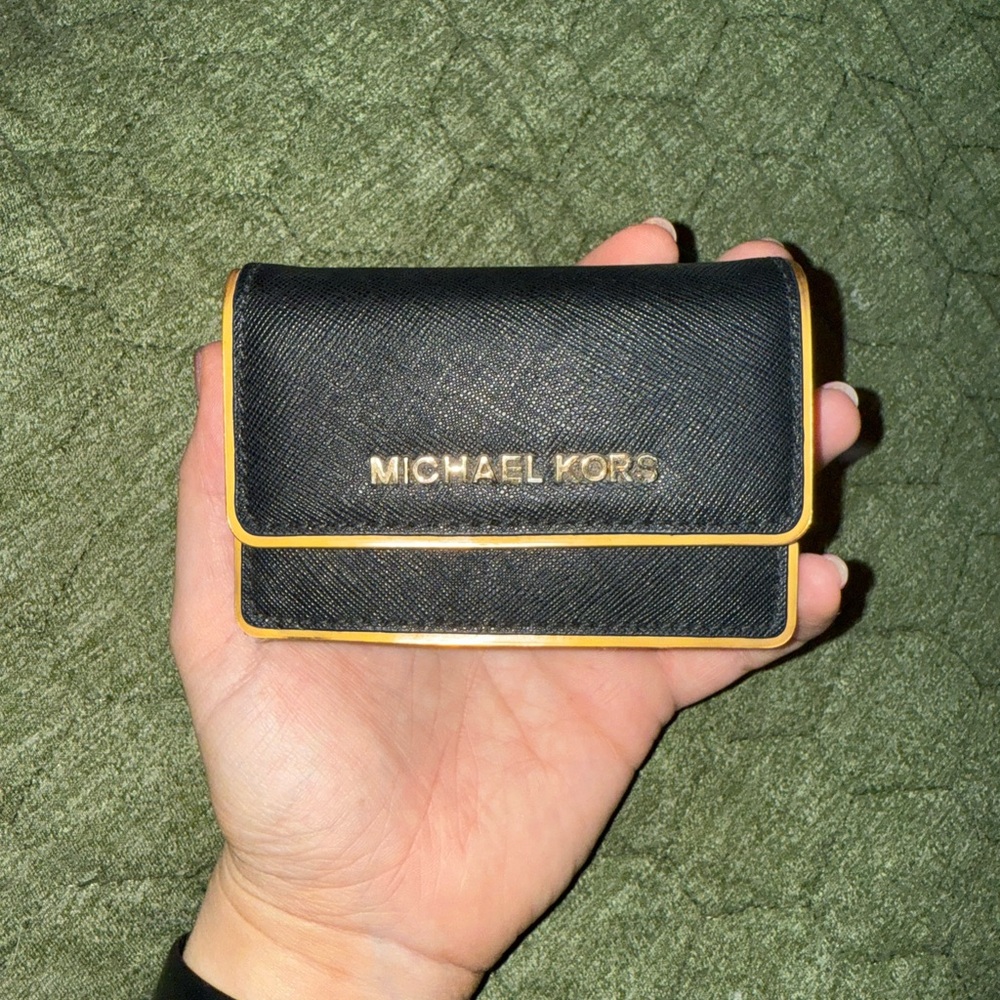 Michael Kors Black and Gold Card Holder